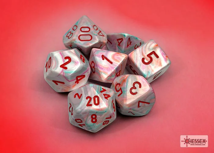 Pop Art Red 7 Dice Set
