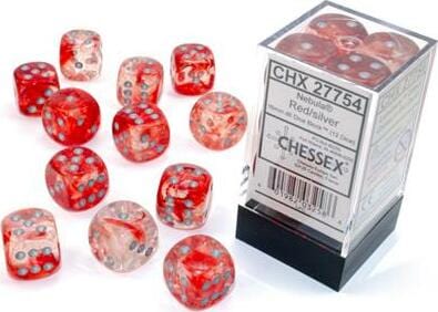 Nebula® 16mm D6 Red/silver Luminary™ Dice Block™ (12 dice) - Image 2