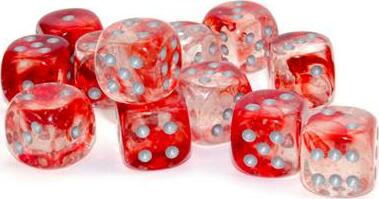Nebula® 16mm D6 Red/silver Luminary™ Dice Block™ (12 dice) - Image 3