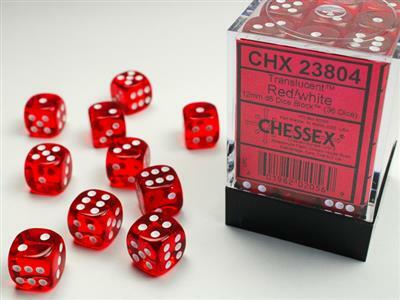 Translucent 12mm D6 Red/white Dice Block™ (36 dice) - Image 5