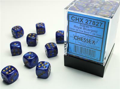 Scarab® 12mm D6 Royal Blue/gold Dice Block™ (36 dice) - Image 3