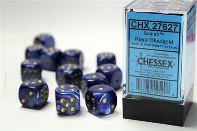 Scarab® 16mm D6 Royal Blue/gold Dice Block™ (12 dice) - Image 5