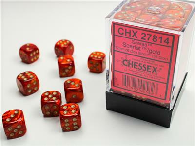 Scarab® 12mm D6 Scarlet™/gold Dice Block™ (36 dice) - Image 2