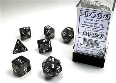Translucent Polyhedral Smoke/white 7-Die Set - Image 3