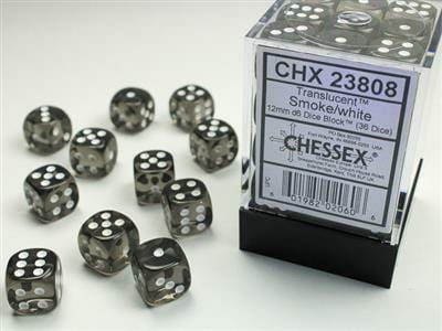 Translucent 12mm D6 Smoke/white Dice Block™ (36 dice)