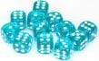 Translucent 16mm D6 Teal/white Dice Block™ (12 dice) - Image 5