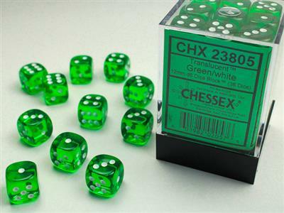 Translucent 12mm D6 Green/white Dice Block™ (36 dice) - Image 4