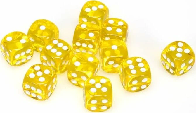 Translucent 16mm D6 Yellow/white Dice Block™ (12 dice) - Image 3