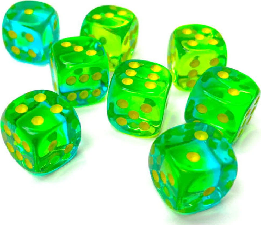 Gemini® 12mm D6 Translucent Green-Teal/yellow Dice Block™ (36 dice) - Image 8