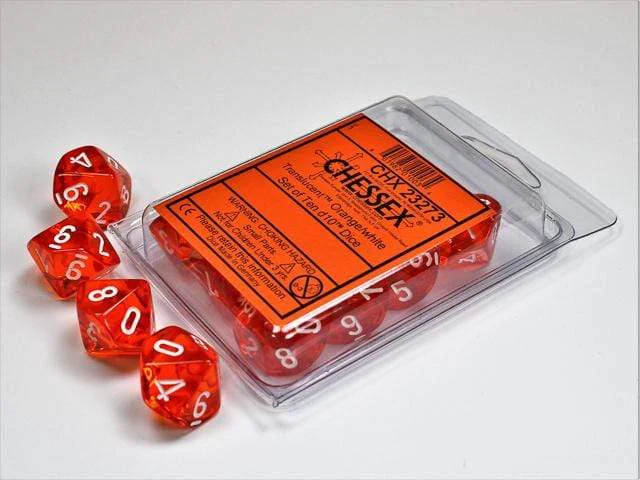 Translucent Orange White d10 set