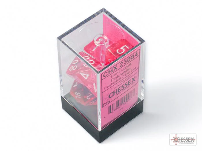 Translucent Pink/white 7-Die Set - Image 2