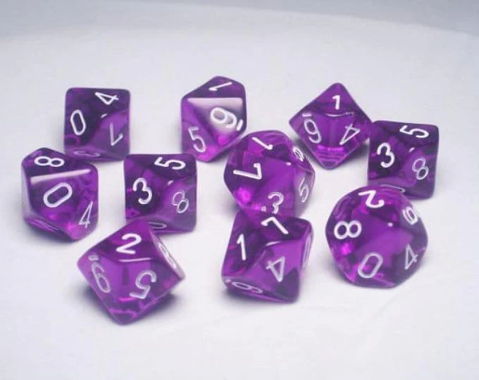Translucent Purple/white D10 Set