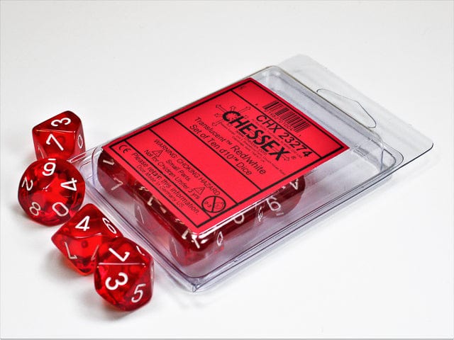 Translucent Red/White D10 Set