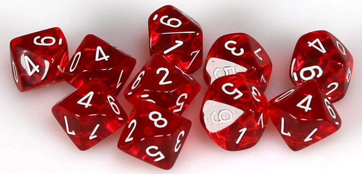 Translucent Red/White D10 Set - Image 3