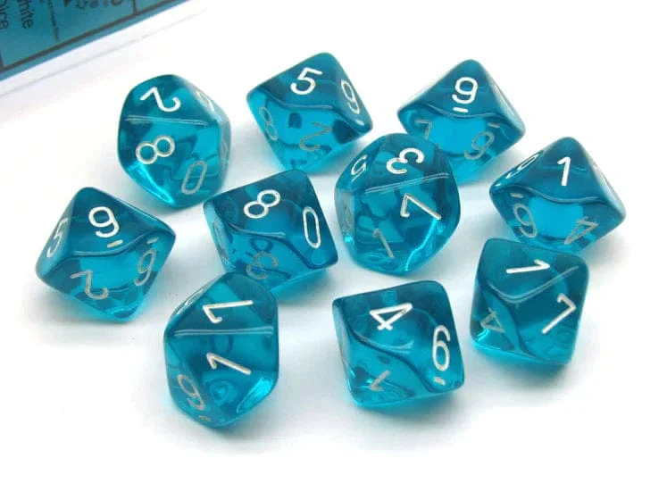 Translucent Teal/White D10 Set