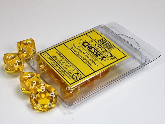 Translucent Yellow White d10 set - Image 2