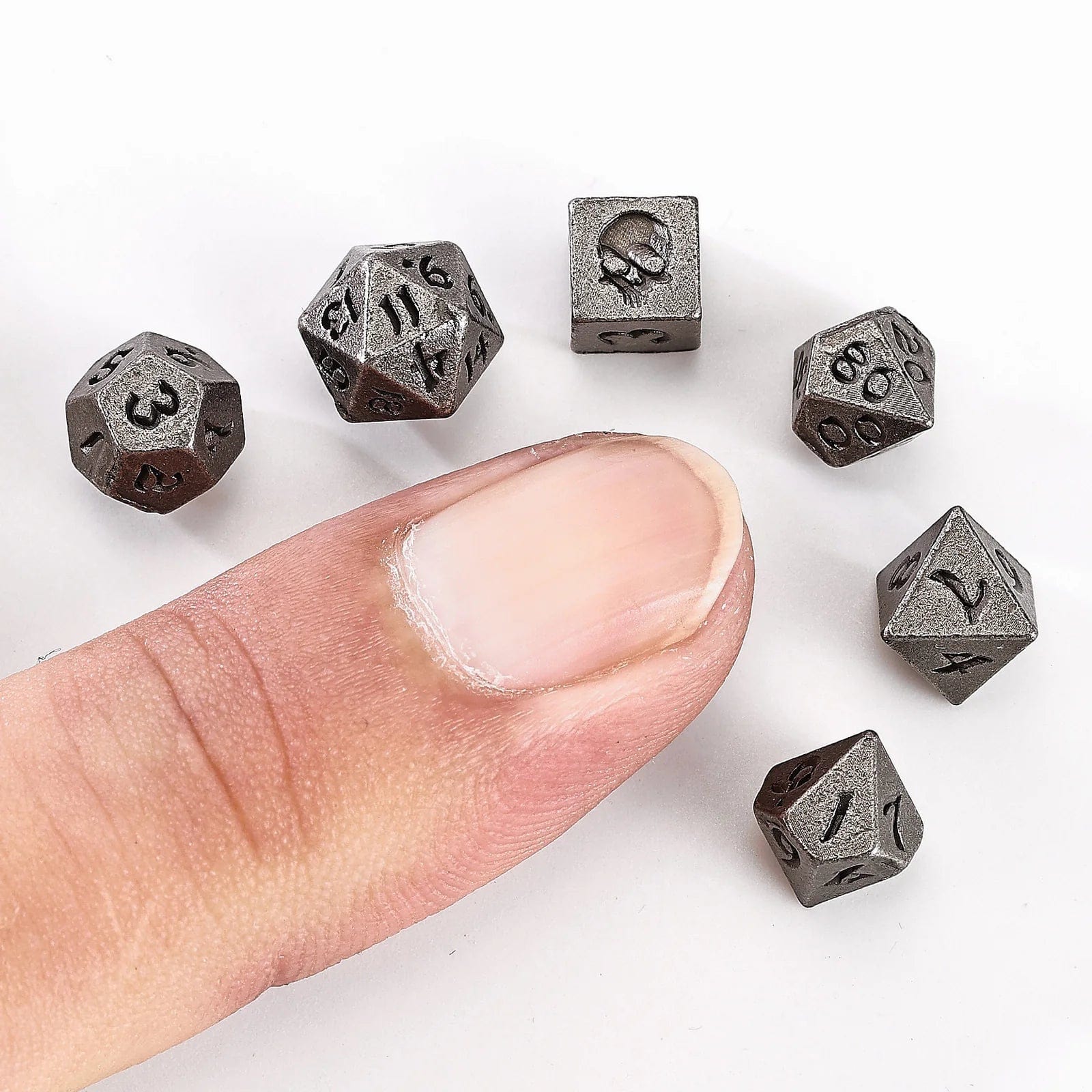 Unseelie Mini Metal RPG Dice Set - Ancient Silver - Image 2