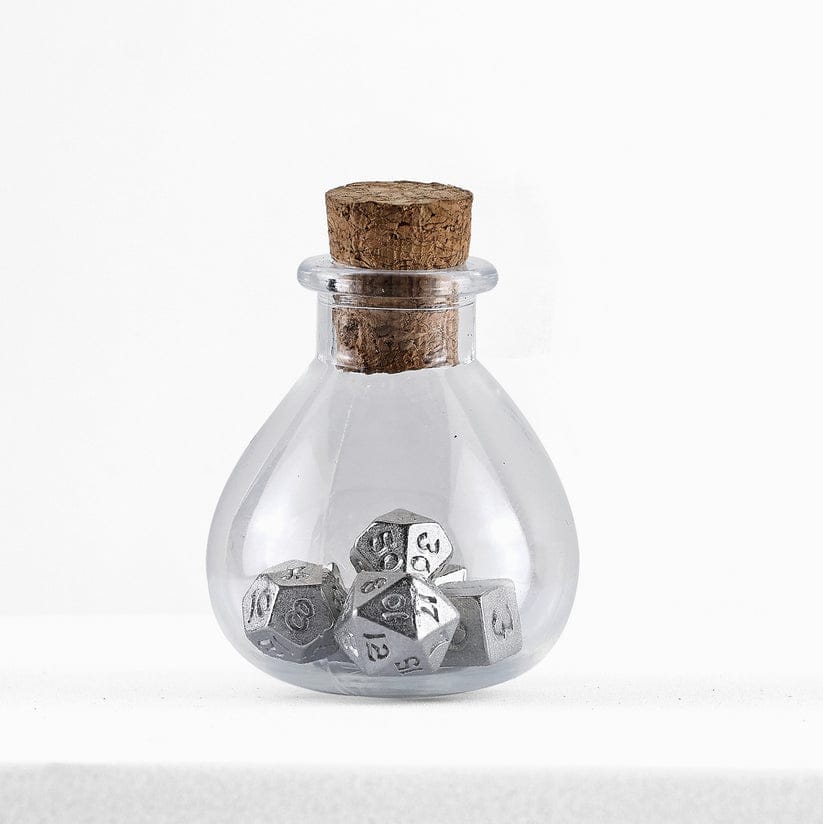 Unseelie Mini Metal RPG Dice Set - Silver