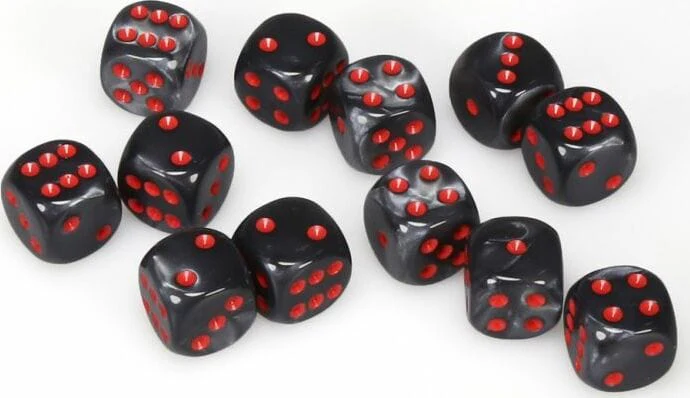 Velvet® 16mm D6 Black/red Dice Block™ (12 dice) - Image 3