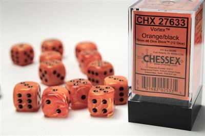Vortex® 16mm D6 Orange/black Dice Block™ (12 dice) - Image 4