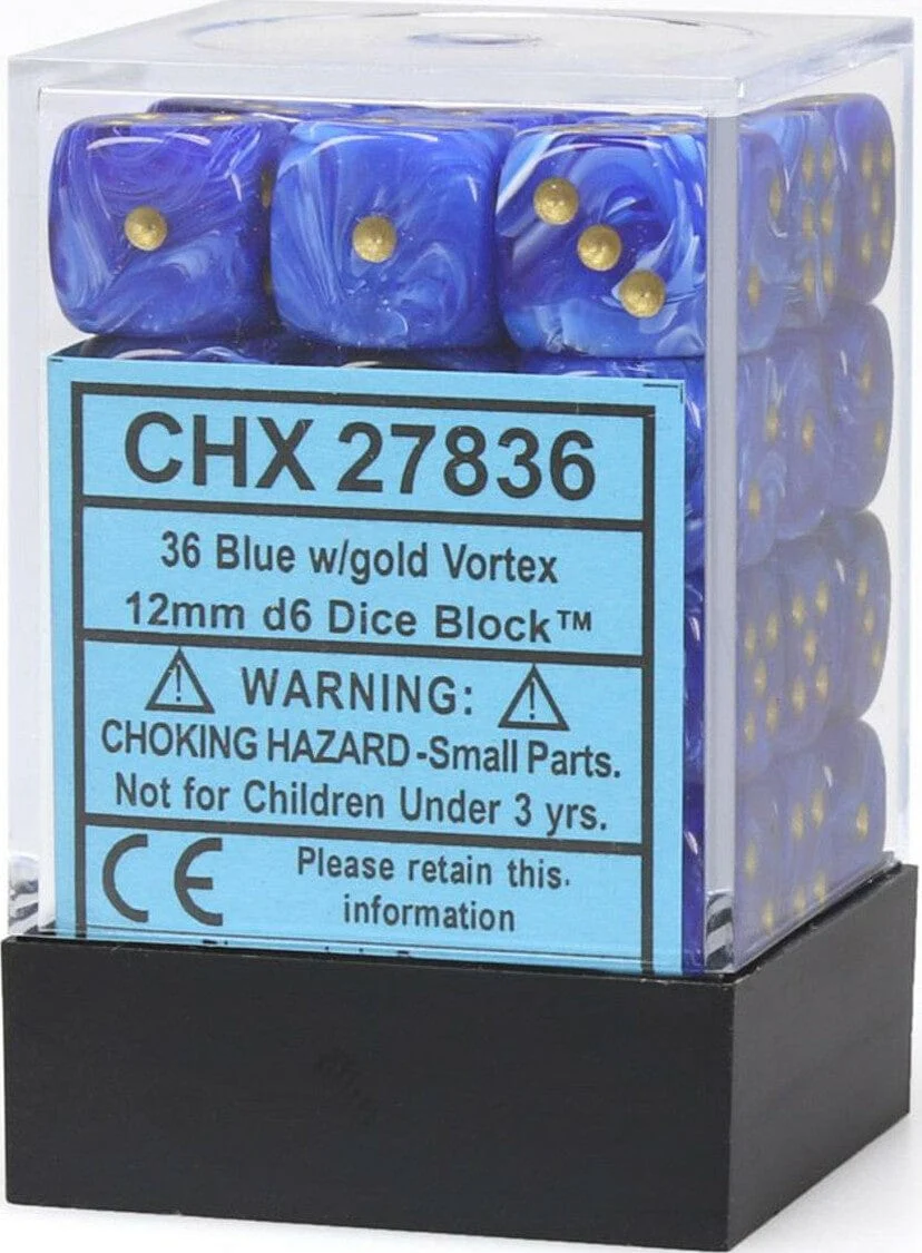 Vortex® 12mm D6 Blue/gold Dice Block™ (36 dice) - Image 5