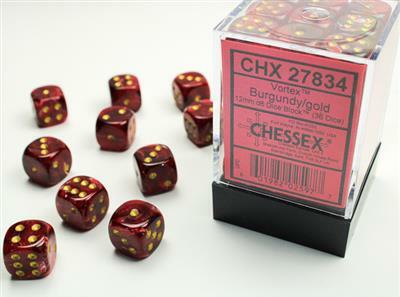 Vortex® 12mm D6 Burgundy/gold Dice Block™ (36 dice) - Image 4