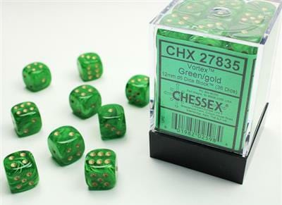 Vortex® 12mm D6 Green/gold Dice Block™ (36 dice) - Image 2
