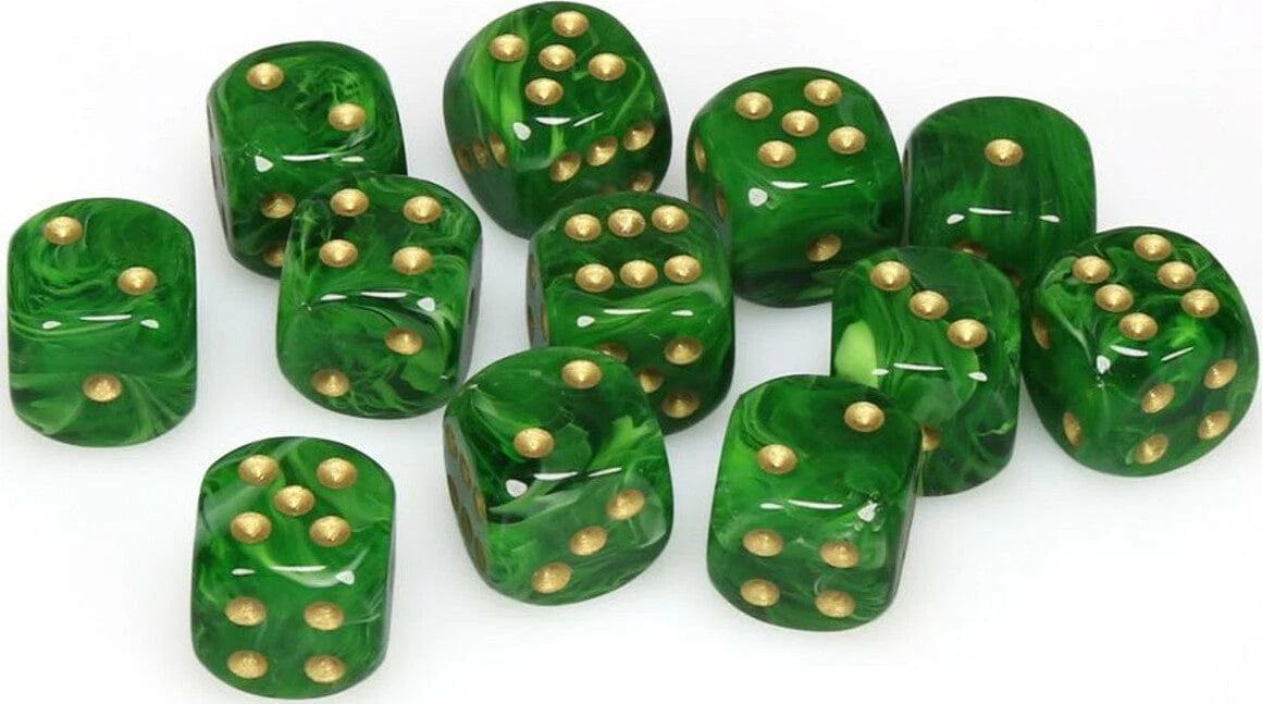 Vortex® 16mm D6 Green/gold Dice Block™ (12 dice) - Image 3