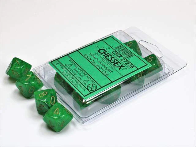 Vortex Green Gold d10 set