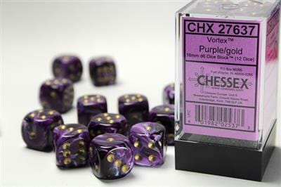 Vortex® 16mm D6 Purple/gold Dice Block™ (12 dice) - Image 5