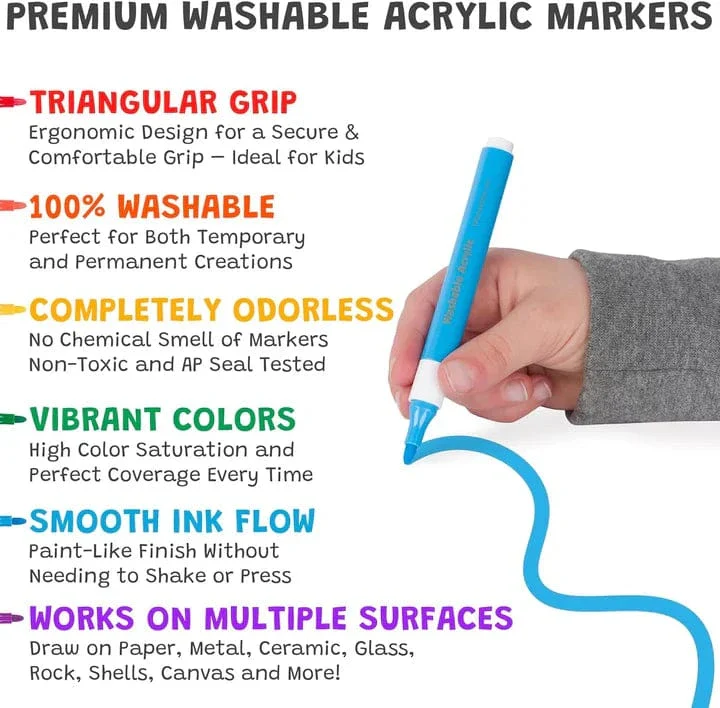 Washable Acrylic Markers, 36 Pack - Image 3