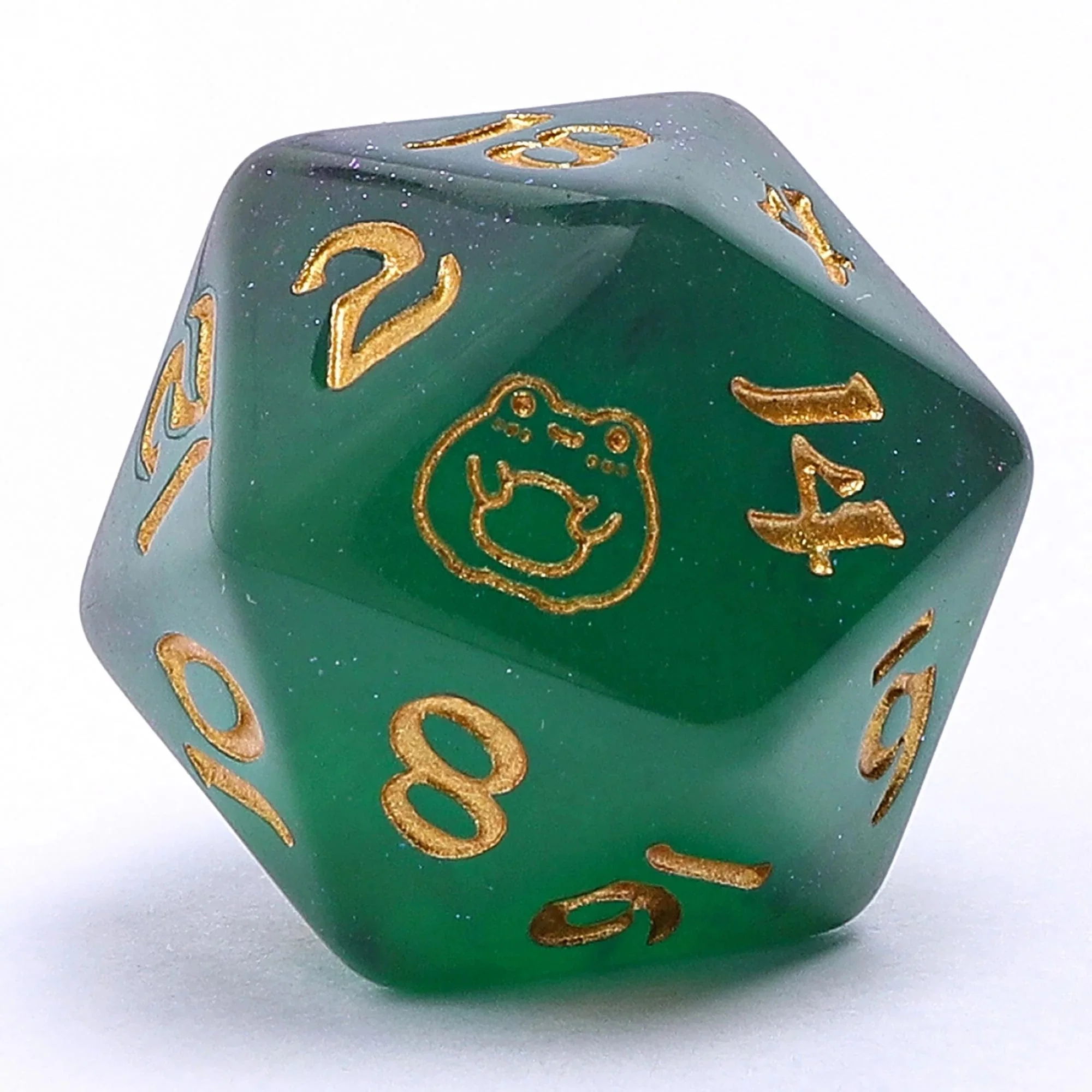 Wyrmforged Rollers - Rounded Resin Polyhedral Dice - Bog Frog Gold