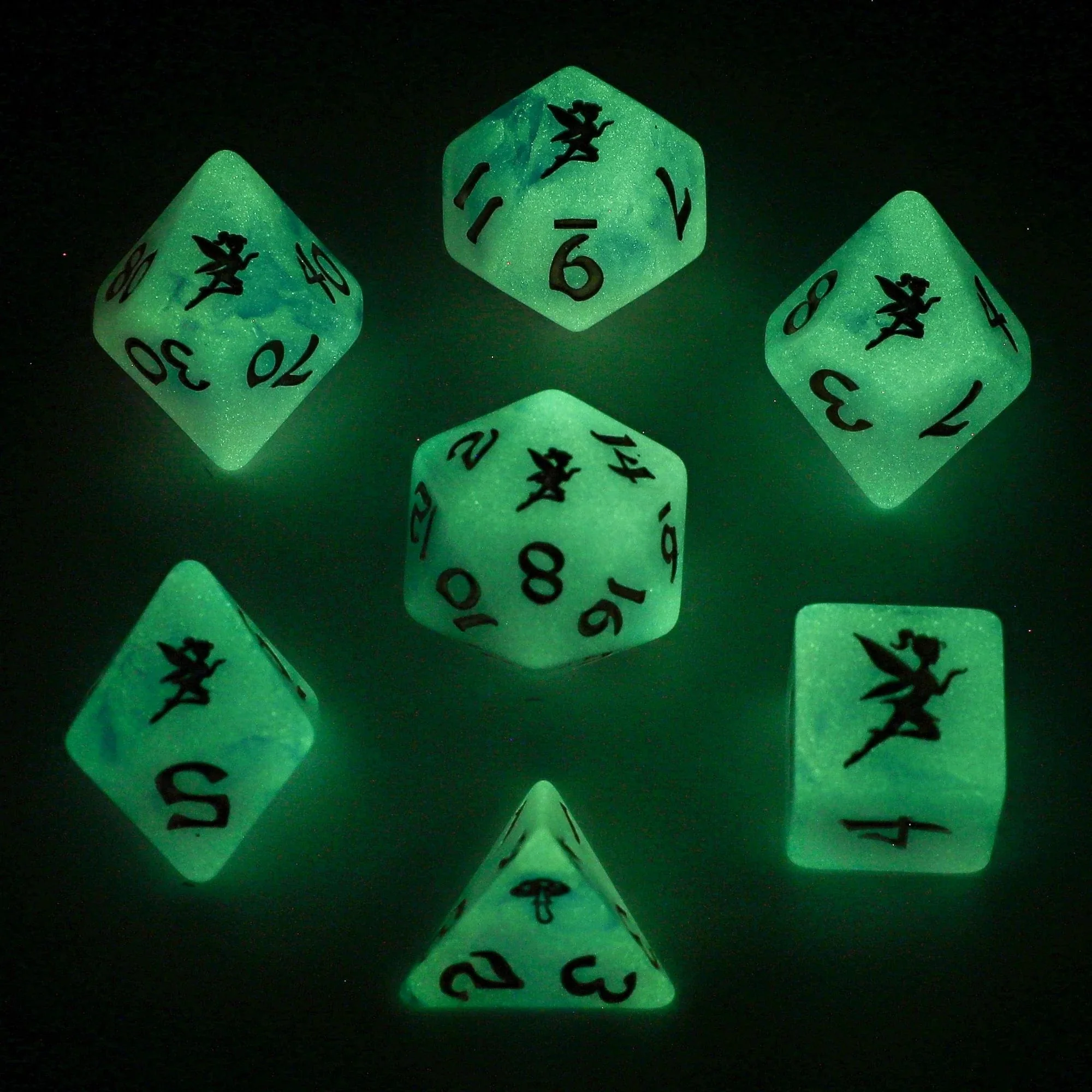 Wyrmforged Rollers - Rounded Resin Polyhedral Dice - Pixie Dust Gold - Image 2