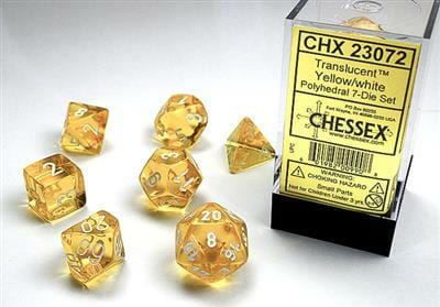 Translucent Polyhedral Yellow/white 7-Die Set - Image 2